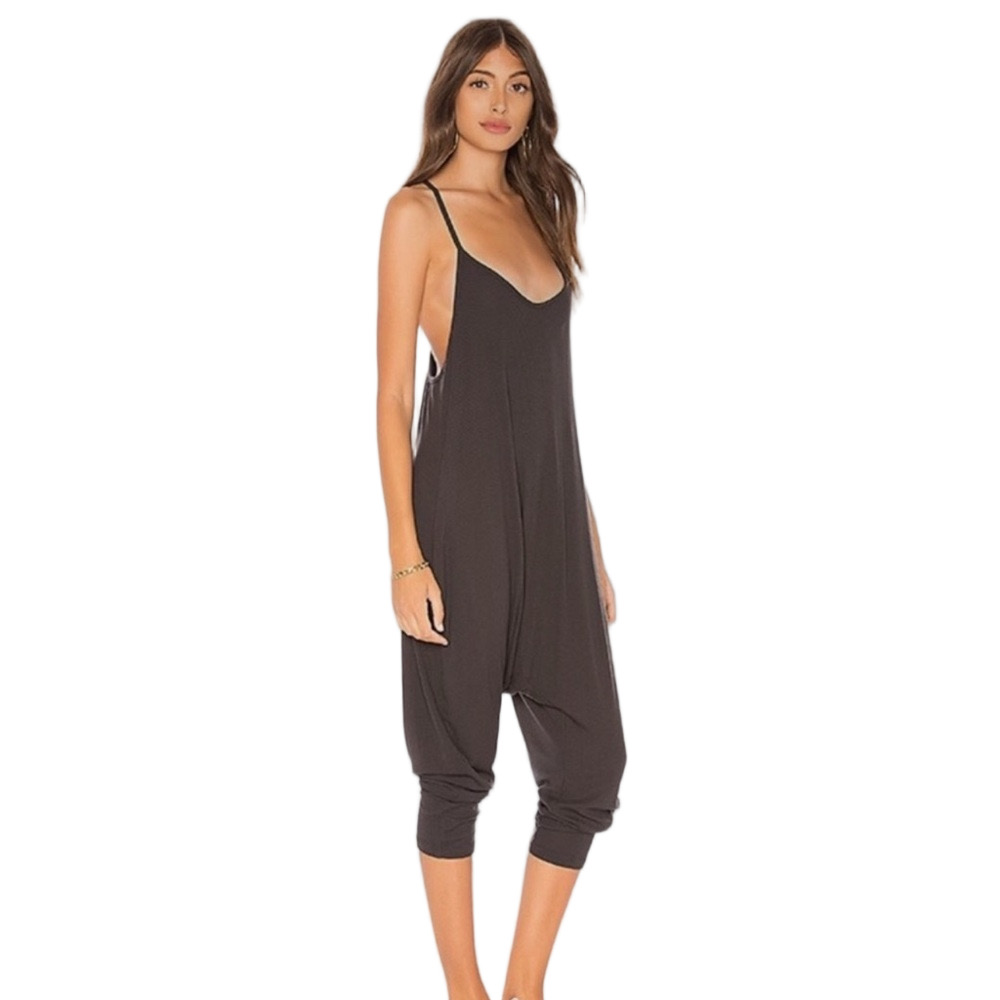 Spiritual Gangster made in USA sexy black harem romper with pockets